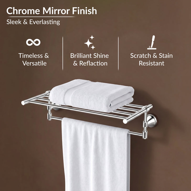 Plantex 304 Grade Stainless Steel Towel Rack for Bathroom/Towel Stand/Hanger/Bathroom Accessories - Niko (18 Inch-Chrome)-4