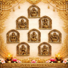Brass Ashtalakshmi Wall Hanging Plates Set (5.5 Inch)