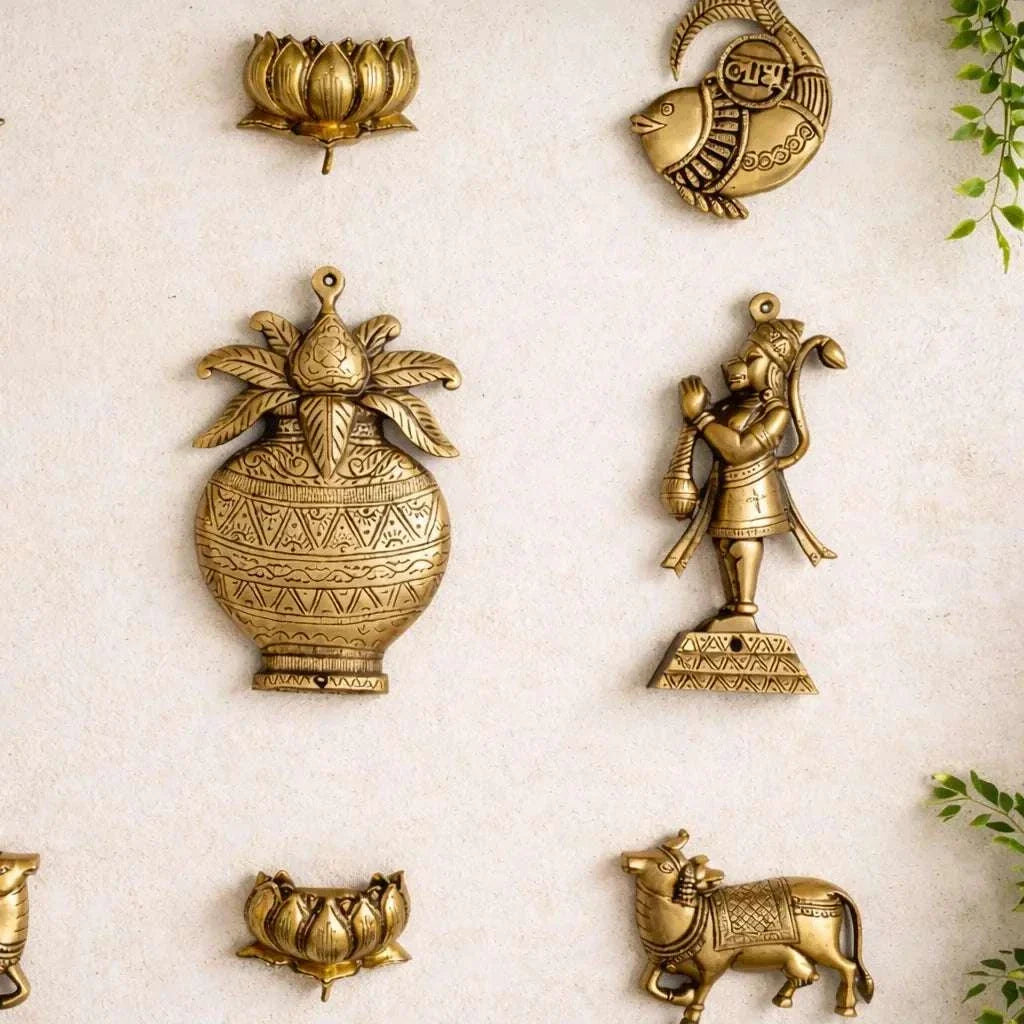 Brass Handcrafted Wall Decor Hanging Set (8.5 Inch)