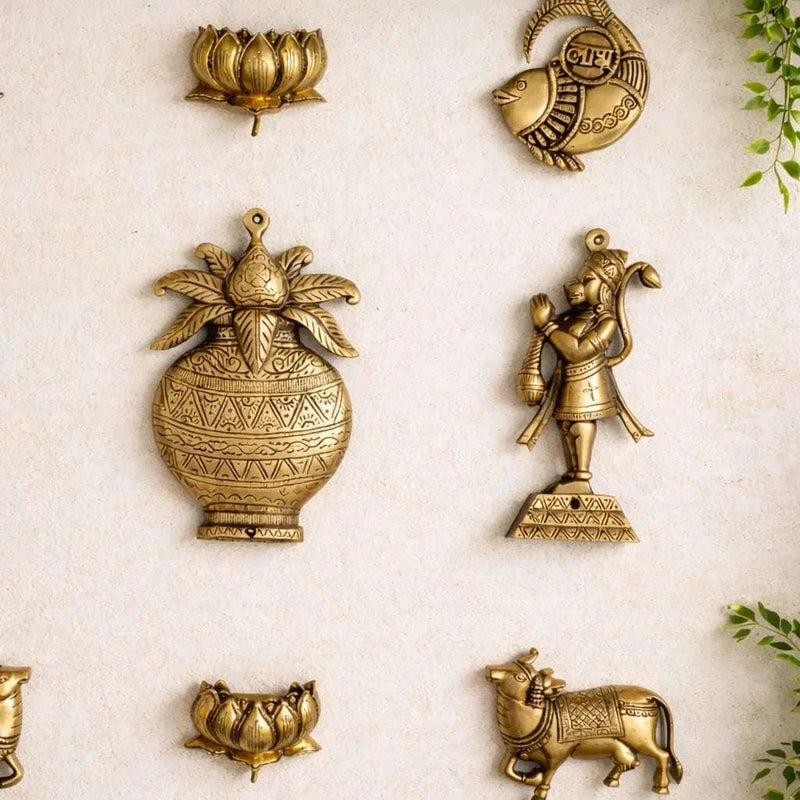 Brass Handcrafted Wall Decor Hanging Set (8.5 Inch)