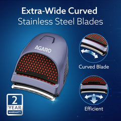AGARO Hair Clipper 1717: Cordless, waterproof trimmer with curved blades and 4 combs (3, 6, 9, 12mm). Perfect for self-haircuts, grooming, and easy cleaning-4