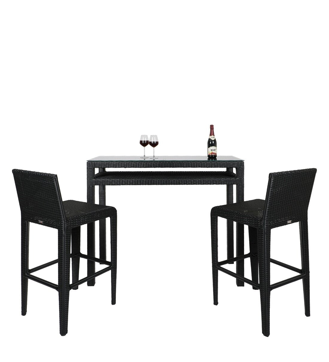 Betta Outdoor Patio Bar Sets 2 Chairs and 1 Table (Black)