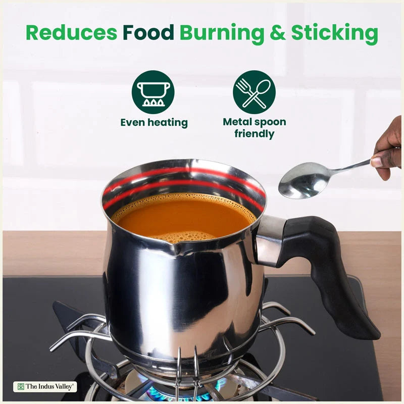 Stainless Steel Turkish Coffee Warmer - Stay-Cool Handle, Induction Friendly, 100% Food-Safe – 500ml / 900ml