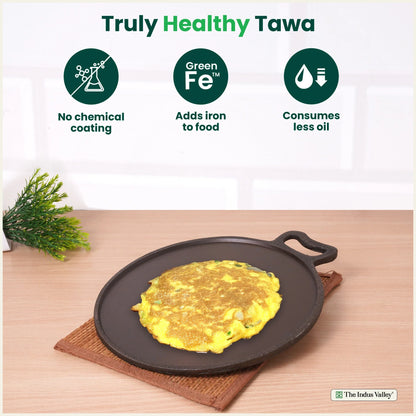 Super Smooth Cast Iron Tawa,Pre-seasoned, Nonstick, 100% Pure, Toxin-free, Free ₹110 Spatula, 26.7cm/30.2cm
