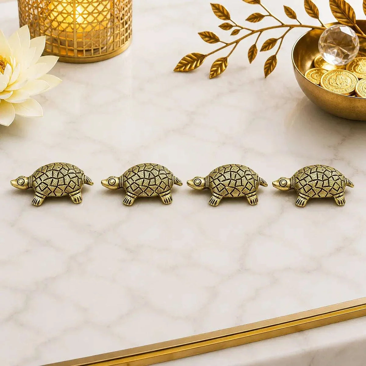 Brass Tortoise Vastu/Feng Shui Set Of Four (1 Inch)