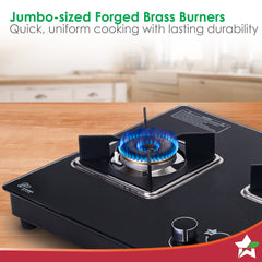 Wonderchef Octavia 4 Burner Glass Hob Top Auto Cooktop | 8mm Toughened Glass | Auto Ignition | Forged Brass Burners | St