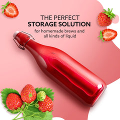AGARO Elegant Flip Top Glass Bottle 1L, 1000ml, Freezer Safe & Leakproof Flip Cap Colour & Stylish
