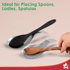 Wonderchef Ambrosia Stainless-steel Spoon Rest 2 Pc. Set for Home, Kitchen Platform and Dining Table, Keep Ladle, Spatul