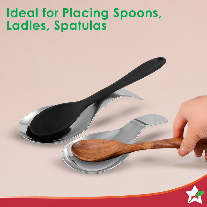 Wonderchef Ambrosia Stainless-steel Spoon Rest 2 Pc. Set for Home, Kitchen Platform and Dining Table, Keep Ladle, Spatul
