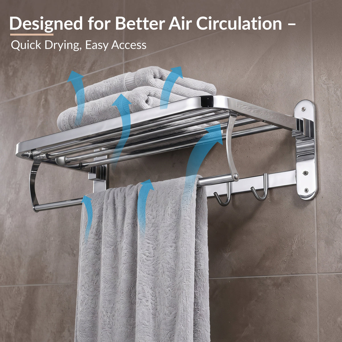 Plantex 304 Grade Stainless Steel Towel Rack in Bathroom/Towel Holder/Bathroom Accessories (24 Inch) Chrome-4