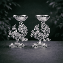 Brass Peacock Lightweight Diya Pair