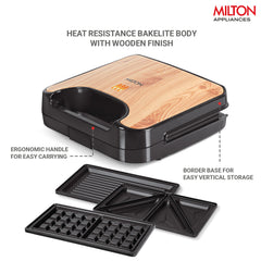 Wodden Sandwich Griller HSM003 3-IN-1  (Milton)