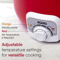 AGARO Regal Electric Multi Cooking Pot, 3L, 1200W, Automatic Boiler, Steamer, Fryer, Aluminium Pot, Glass Lid, Adjustabl