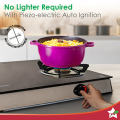 Wonderchef Galaxy 2 Burner Auto Gas Stove | 6mm Toughened Glass | Piezo Auto Ignition | 2 Years Warranty
