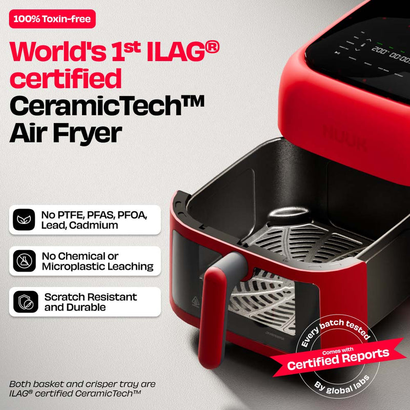 World's 1st 100% Toxin-Free ILAG® Certified CeramicTech™ Air Fryer with XL Basket | BRĪSK