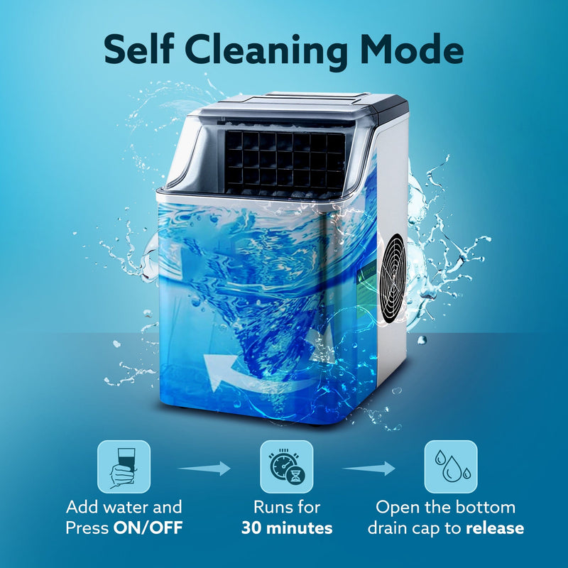 AGARO Galaxy Ice Maker, Compact Ice Maker, 3.2L water Tank, Cube ice, Stainless Steel Body