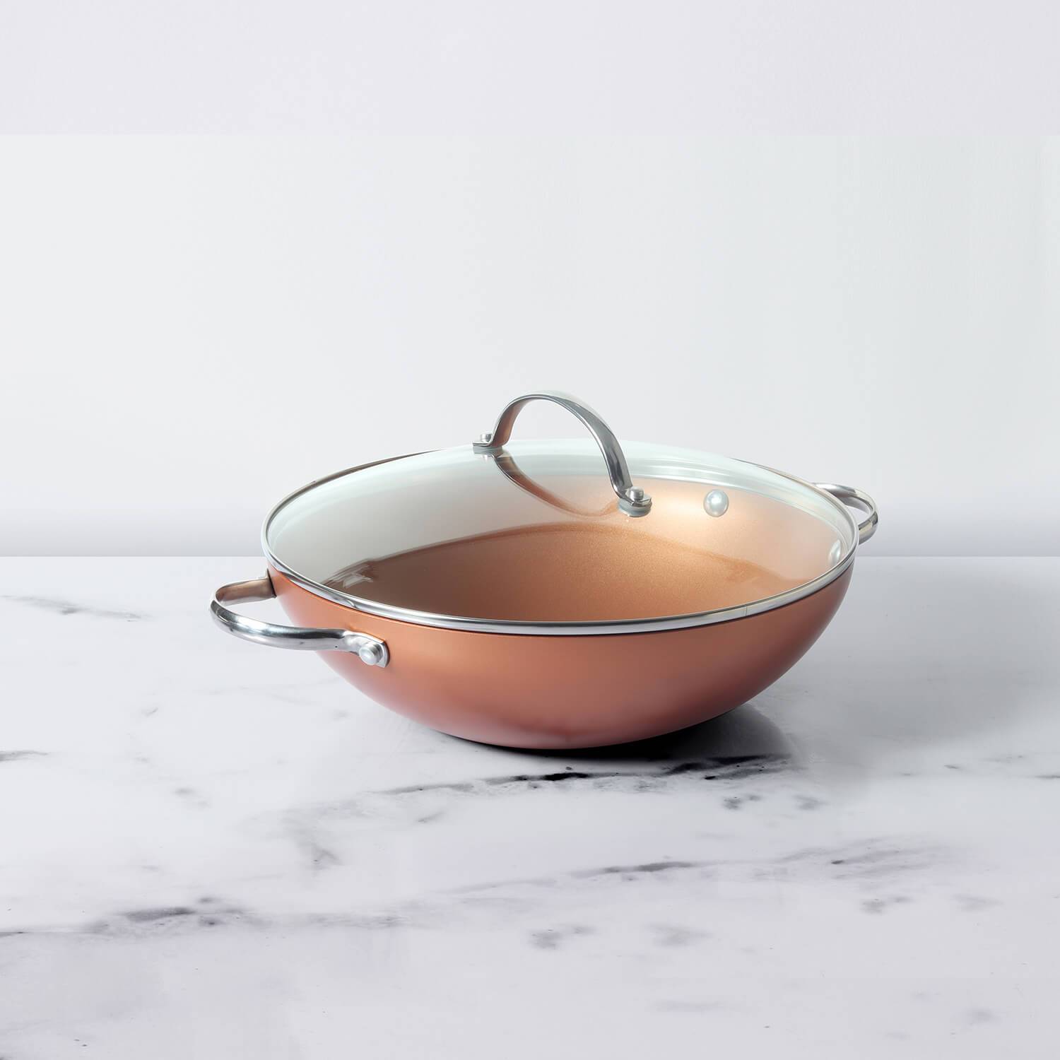 Prism Non-Stick Kadai 28cm, Copper [Induction & Gas Compatible]