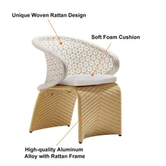 Modero Outdoor Patio Seating Set 6 Chairs and 1 Table Set (Tan + White)
