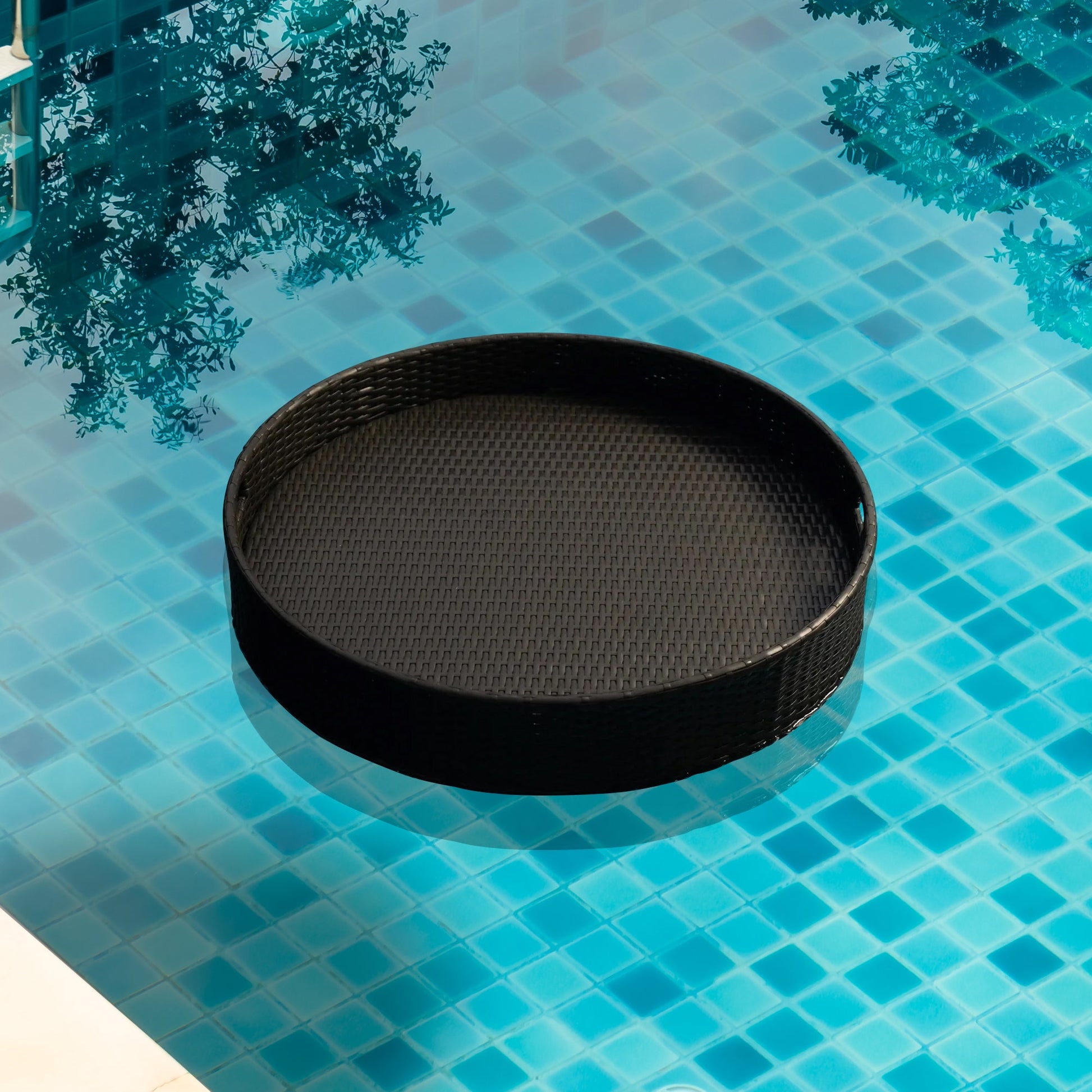 Enciso Luxury Floating Serving Tray For Swimming Pool - Black ( Round )