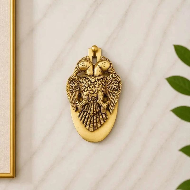 Brass Gandaberunda / Two Headed Bird Wall Hanging Idol (3.8 Inch)