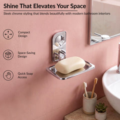Plantex Stainless Steel Single Soap Holder for Bathroom/Soap Dish Holder Wall Mounted/Bathroom Accessories - Dream (Chrome)-4