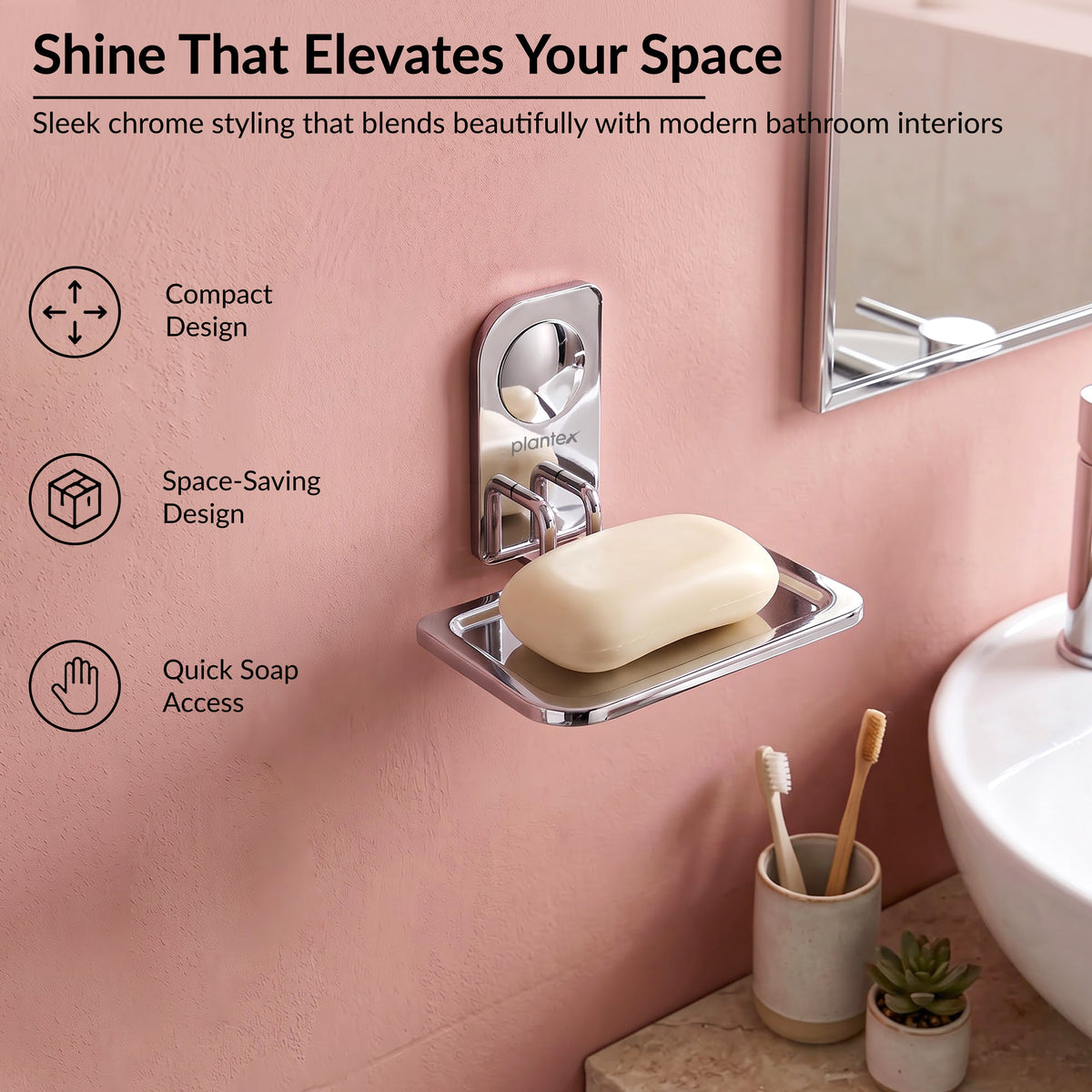 Plantex Stainless Steel Single Soap Holder for Bathroom/Soap Dish Holder Wall Mounted/Bathroom Accessories - Dream (Chrome)-4