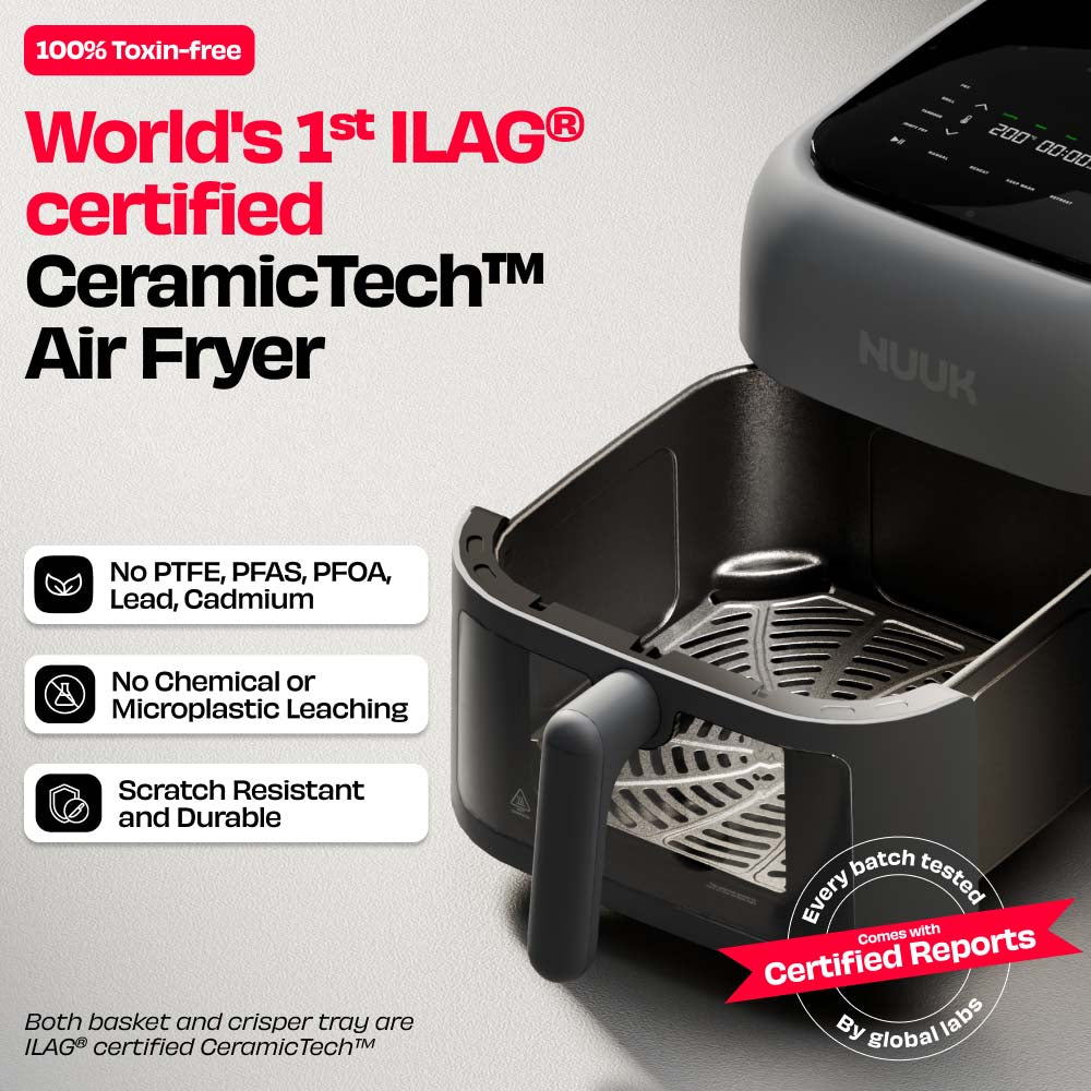 World's 1st 100% Toxin-Free ILAG® Certified CeramicTech™ Air Fryer with XL Basket | BRĪSK