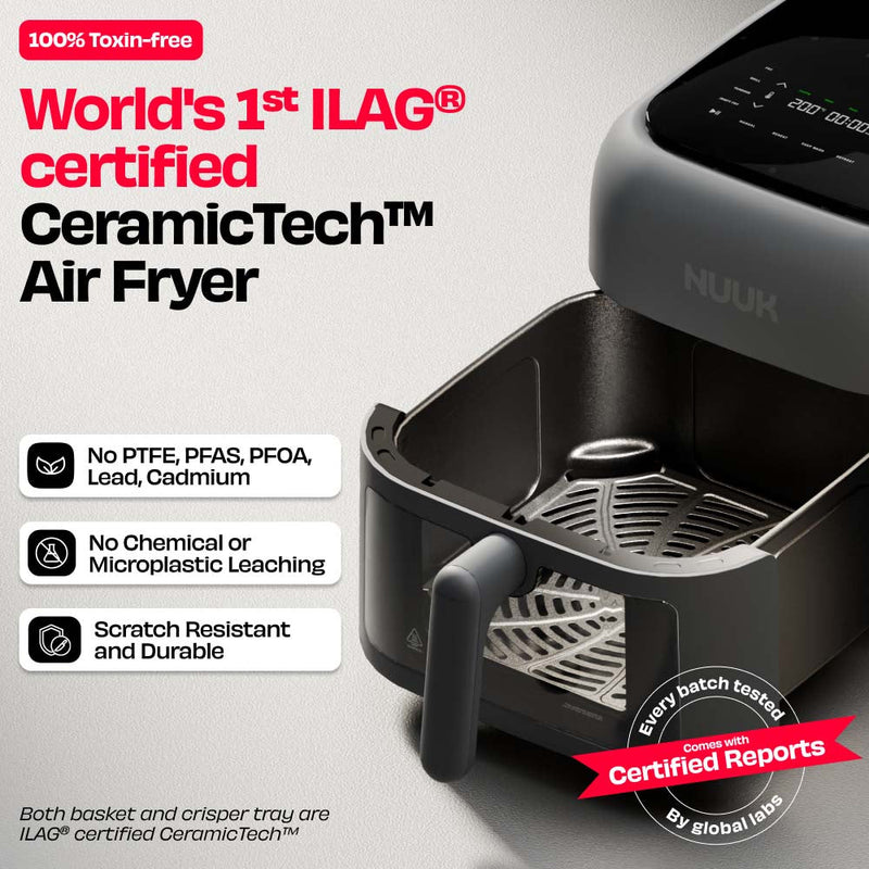 World's 1st 100% Toxin-Free ILAG® Certified CeramicTech™ Air Fryer with XL Basket | BRĪSK