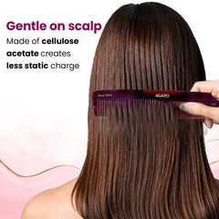 AGARO Hand Made Cellulose Acetate Comb HMC78, All Fine Tooth Dressing Comb, Smooth Rounded Teeth, Hair Styling, Hair Bru