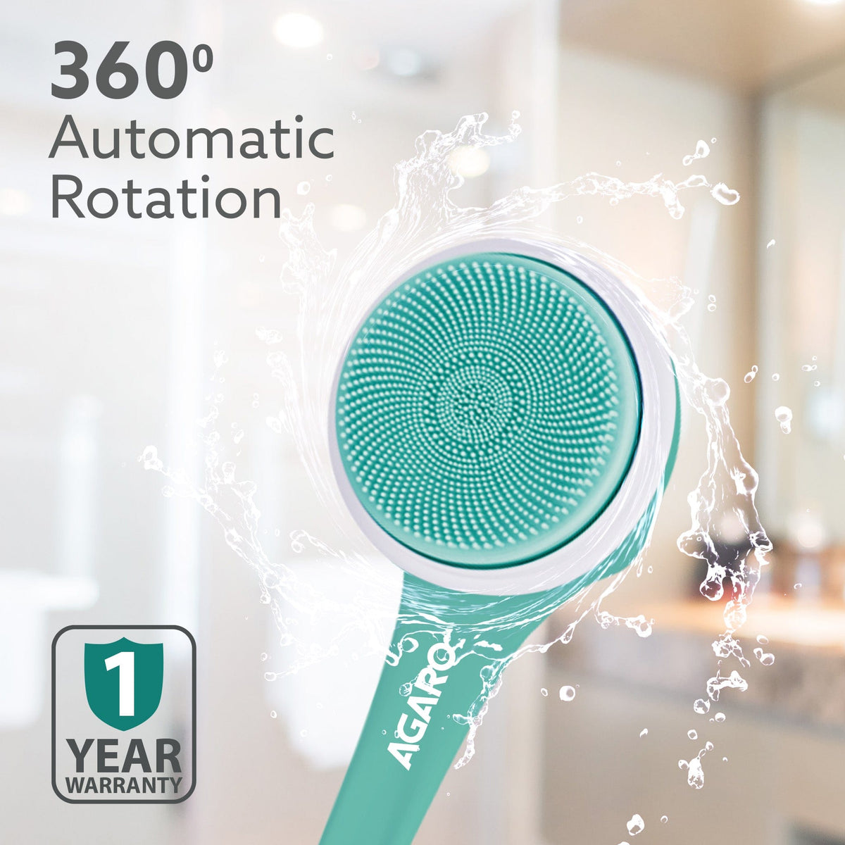 AGARO Electric Bath Brush – USB Rechargeable, IPX6 Waterproof | 5 Brush Heads, 3 Cleaning Modes, 360° Rotatable Electric