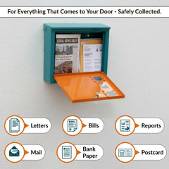 Plantex GI Steel Letter Box/Complaint Box/Small Suggestion Box for Office/Post Box for Home/Wall Mount Mail Box - (Green & Orange)-5