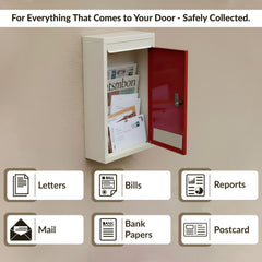 Plantex All in 1 Multipurpose Big Size Letter/Complaint/Suggestion/Donation Box with Lock - Table Top or Wall Mount (Red & Ivory)-4