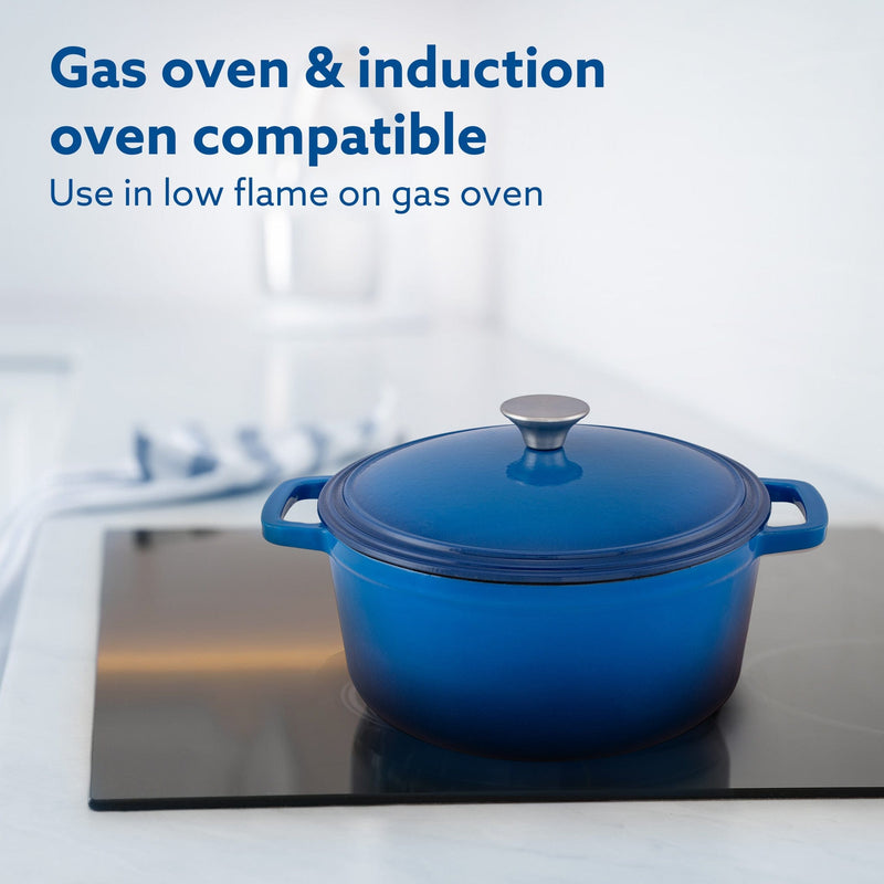AGARO Royal Enamelled Cast Iron Casserole with Lid, Cooking Pot, No Chemical Coating, Fast Heat, Heavy Weight, Gas, Indu
