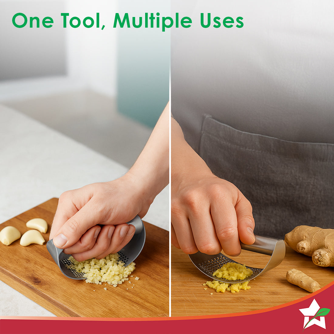Wonderchef Ambrosia Stainless-steel Garlic Press for Kitchen, No Peeling Needed, Ergonomic Handle, Garlic Chopper and Cr