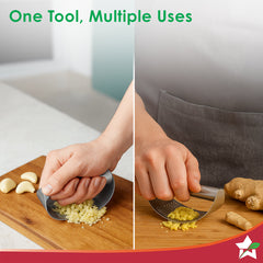 Wonderchef Ambrosia Stainless-steel Garlic Press for Kitchen, No Peeling Needed, Ergonomic Handle, Garlic Chopper and Cr