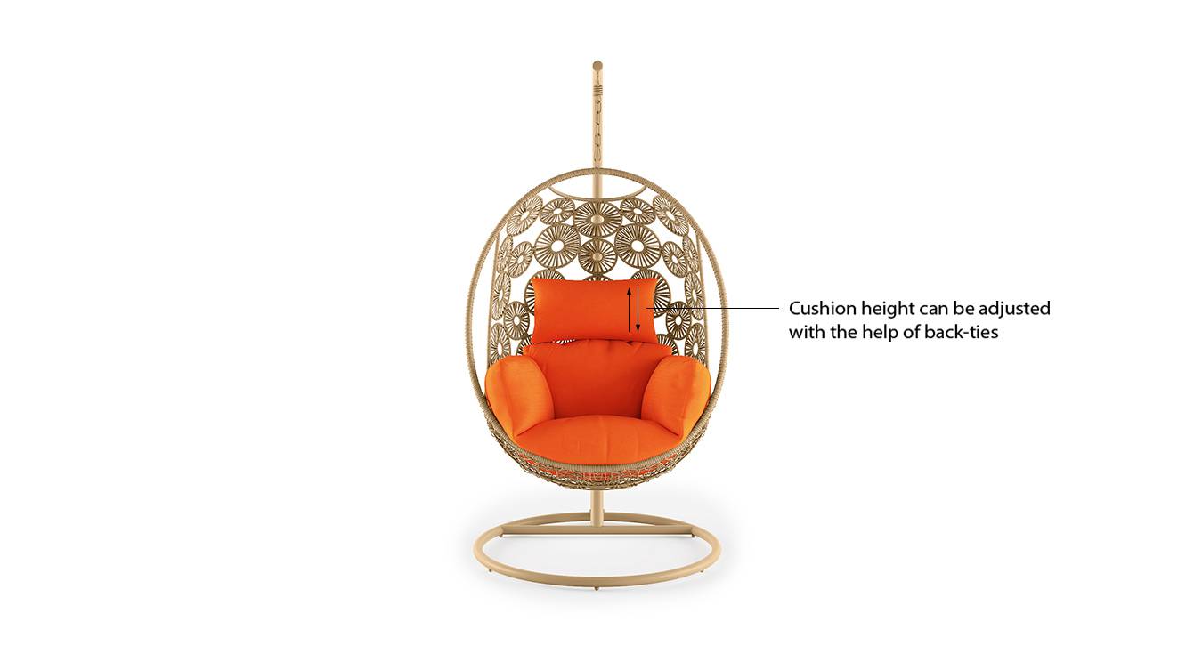 Genovese Single Seater Hanging Swing With Stand For Balcony , Garden Swing (Cream)