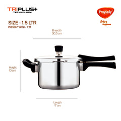 Triplus Triply Stainless Steel Pressure Cooker Combo – 1.5L + 2L & 3L with Common Lid