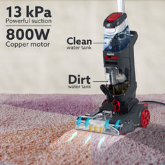 AGARO Elite Upright Wet & Dry Carpet Cleaner, 800W, 13.5 kPa Suction Pressure, 2 in 1 Handheld Carpet Spot Cleaner Machi