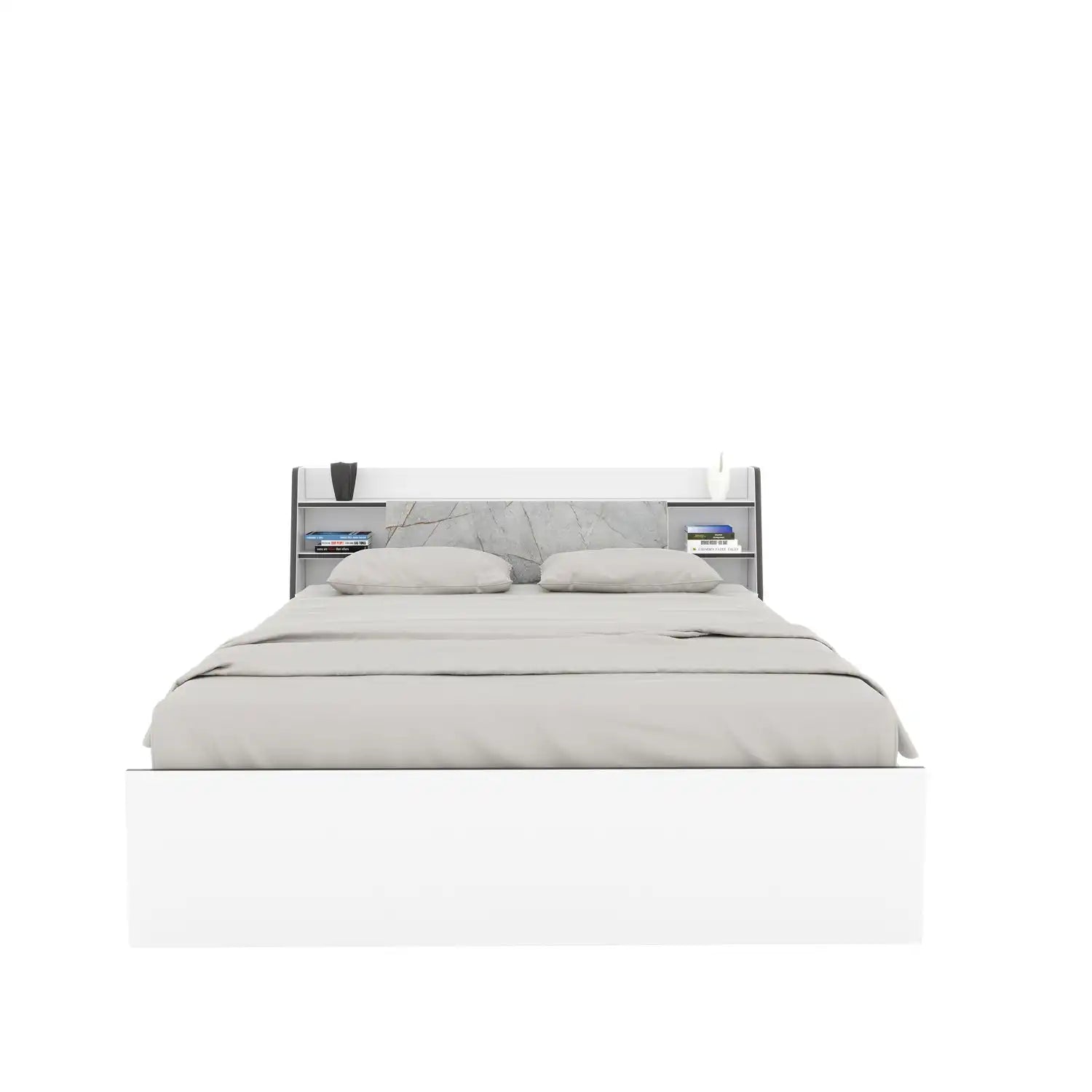 Nilkamal Marbito Queen Bed With Headboard & Box Storage (White)
