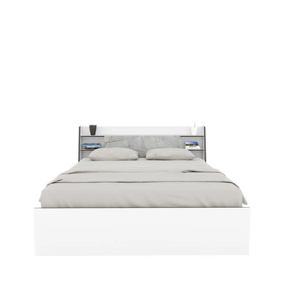 Nilkamal Marbito Queen Bed With Headboard & Box Storage (White)