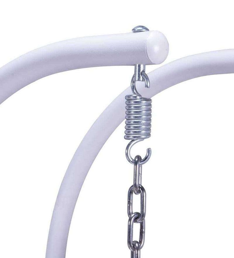 Lia Double Seater Hanging Swing With Stand For Balcony , Garden Swing (White)