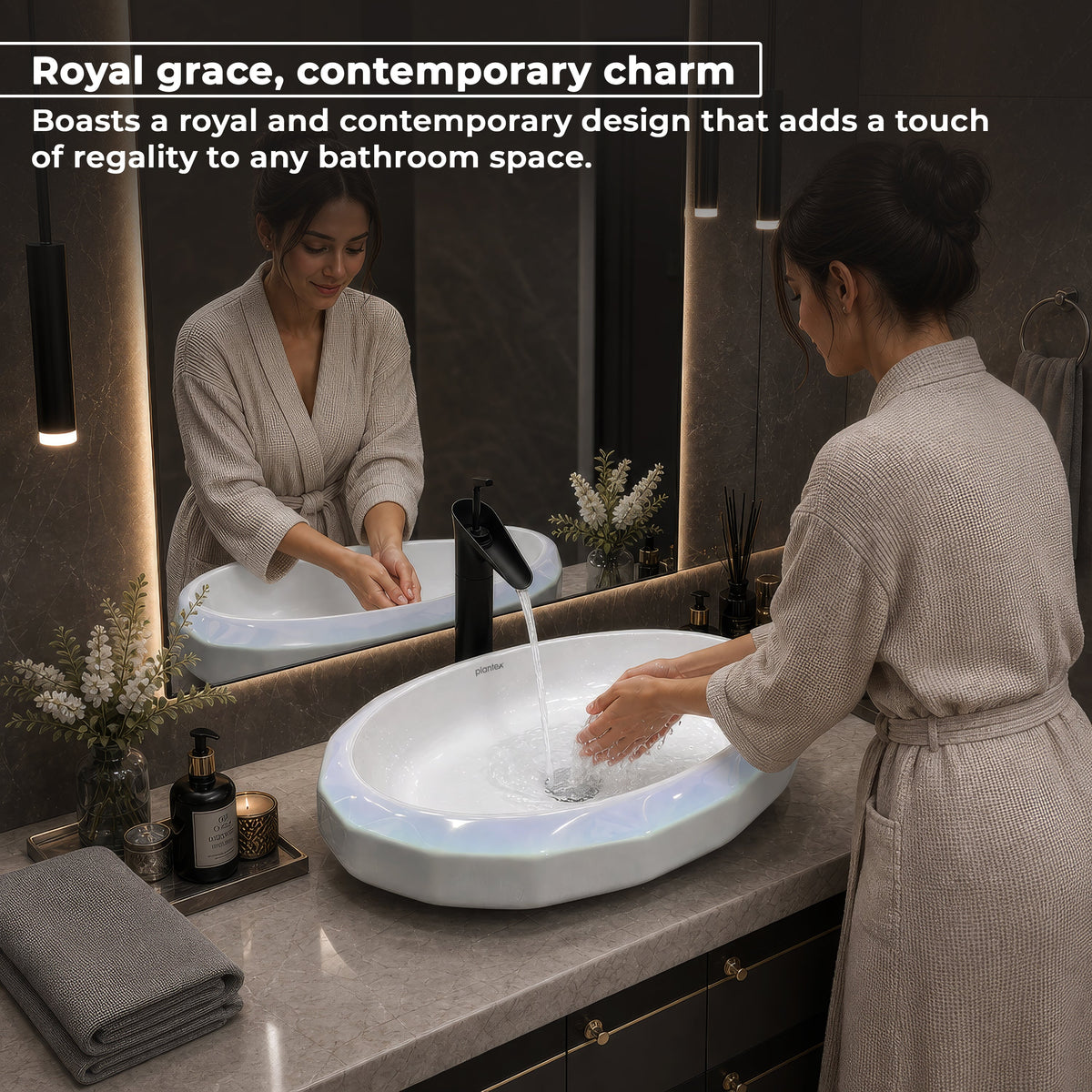 Plantex Ceramic Basin for Bathroom/Table Top Ceramic Basin/Washbasin for Bathroom - (NC-938)-5
