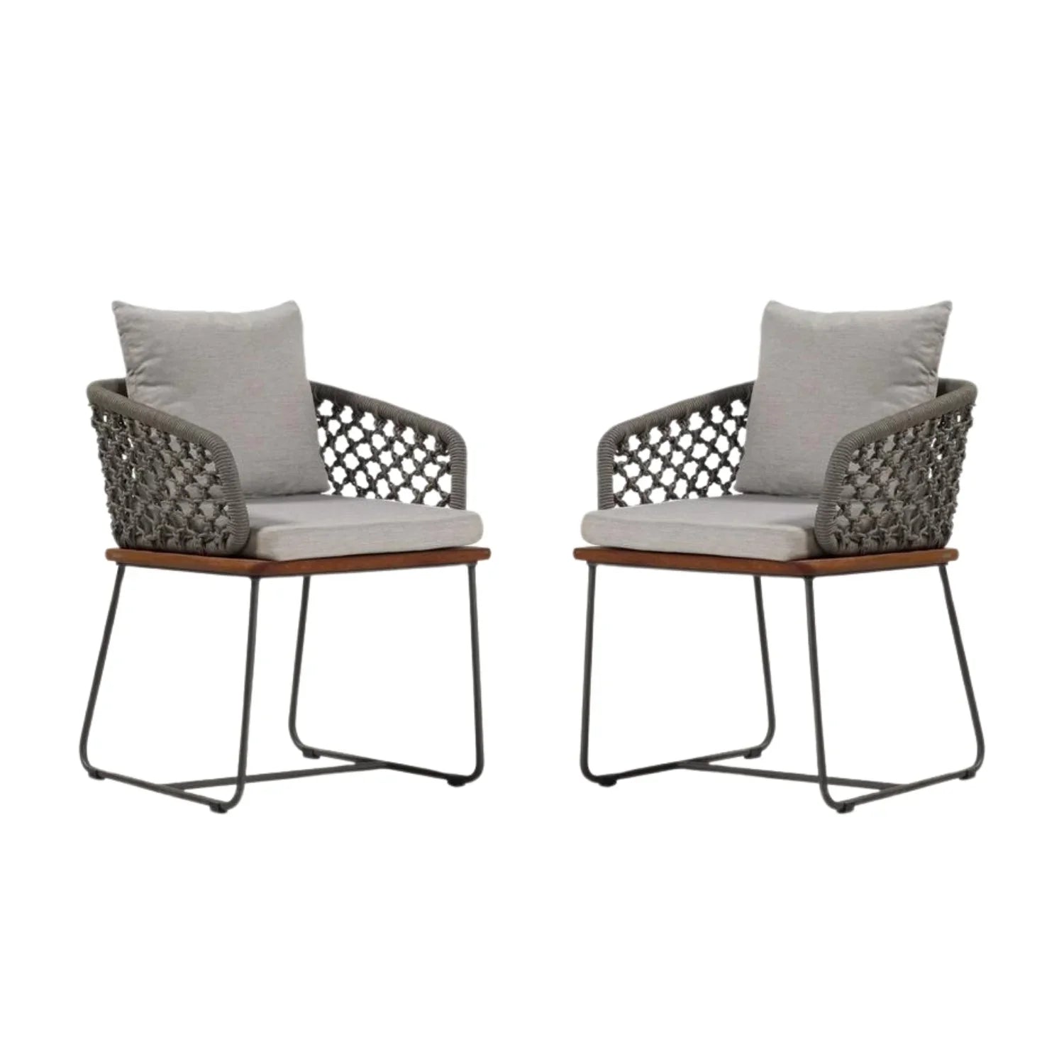 Grillo Outdoor Patio Seating Set 2 Chairs Set Braid & Rope(Grey)