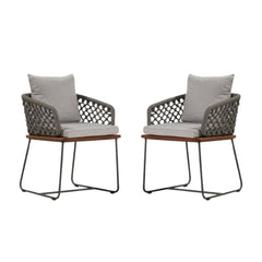 Grillo Outdoor Patio Seating Set 2 Chairs Set Braid & Rope(Grey)