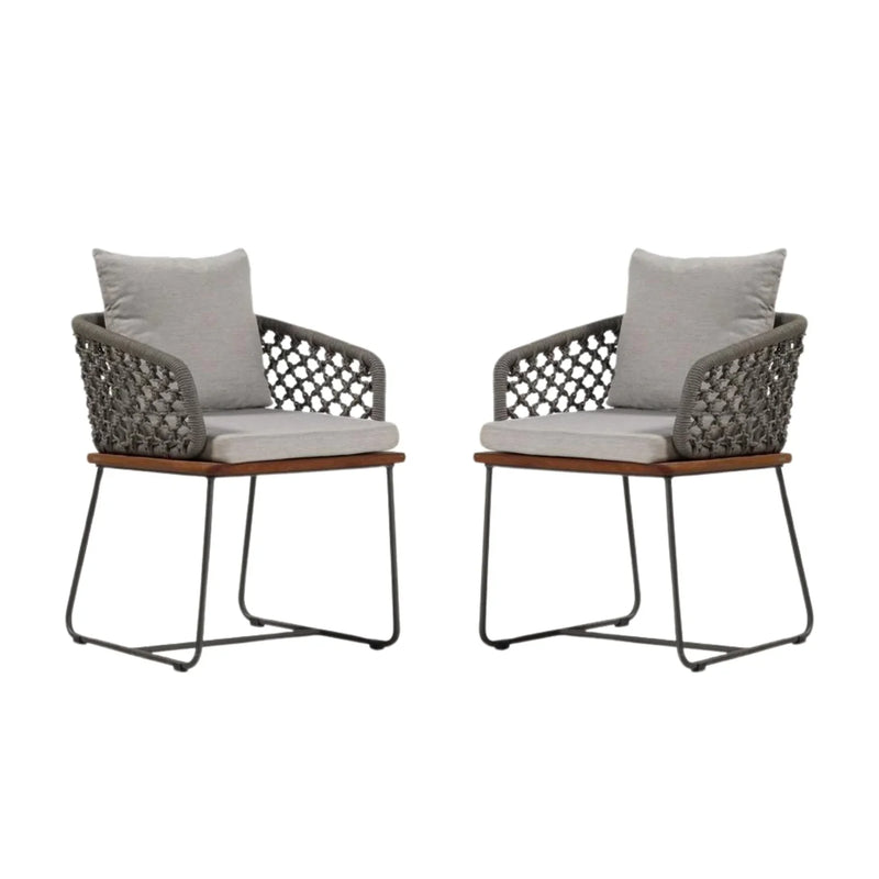 Grillo Outdoor Patio Seating Set 2 Chairs Set Braid & Rope(Grey)
