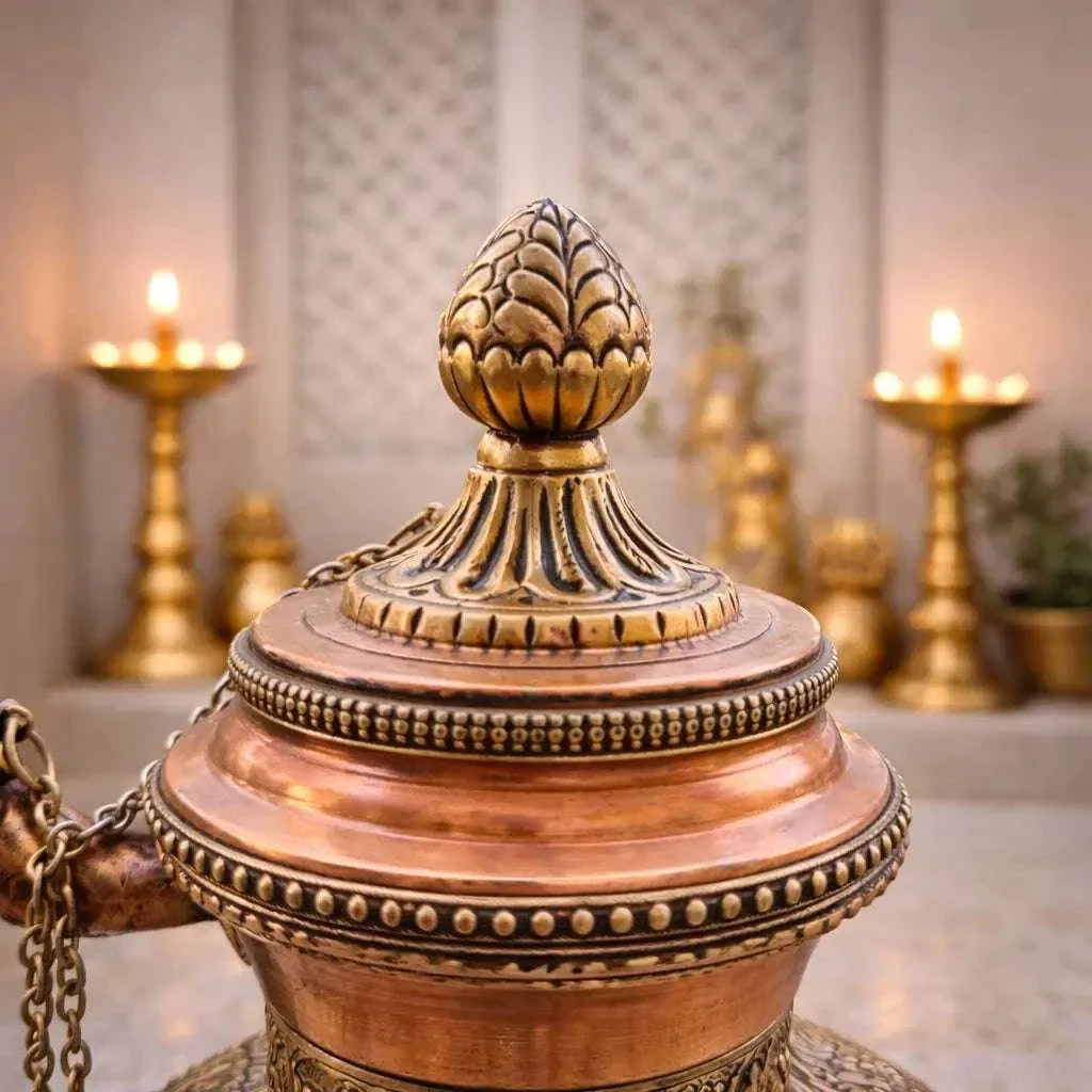 Copper Traditional Ashtalakshmi Kettle Pot (14.5 Inch)