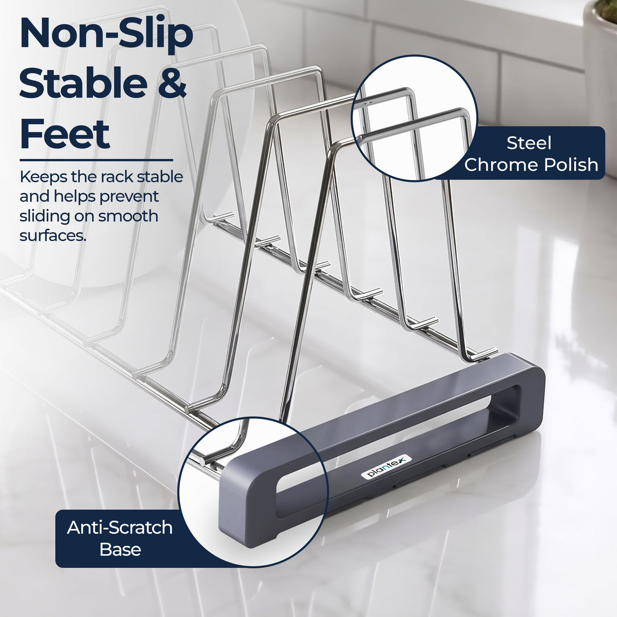 Plantex Stainless Steel Dish Rack/Plate Stand/Thali Stand for Modular Kitchen/Tandem Box Accessories - 10 Sections (Chrome/Pack of 1)-4