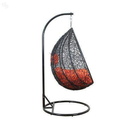 Santa Single Seater Hanging Swing With Stand For Balcony , Garden Swing (Dark Brown)