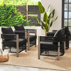Espira Outdoor Patio Seating Set 4 Chairs and 1 Table Set (Black)