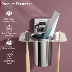 Plantex Stainless Steel Toothbrush Holder for Bathroom/Wall Mounted Toothbrush Holder/Bathroom Accessories - (Chrome)-6